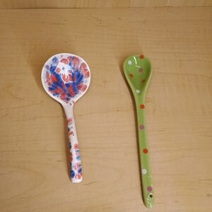 Ceramic Ladels Sauce/Soup Spoons Colorful Polka Dots